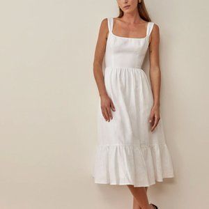 Reformation Bucatini Dress White Linen